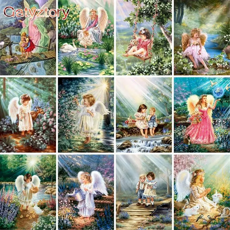 

GATYZTORY Picture By Numbers Kits For Adults Angel Figure Painting By Number 60x75 Fram On Canvas Home Decoration Unique DIY Gif