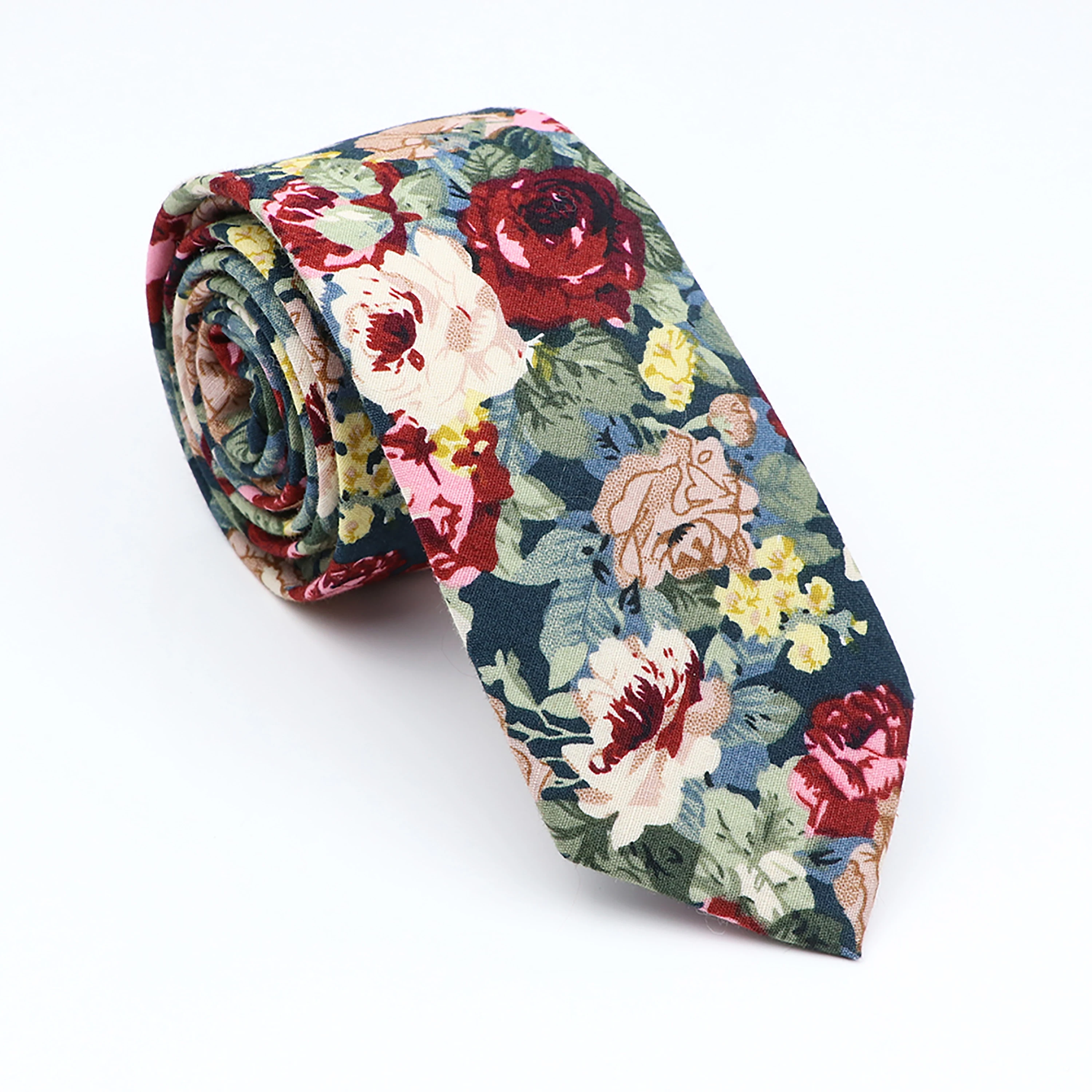 43 estilos 100% algodão masculino laços florais 6cm estreito magro casual terno neckie para festa de casamento camisa acessórios cravat presente