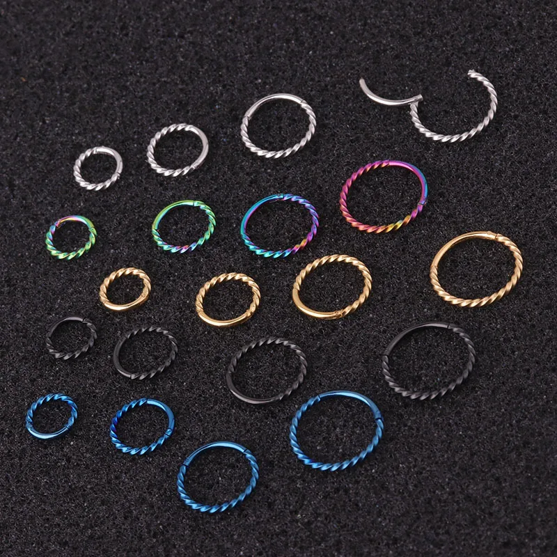 1PC 6mm to 12mm 16g Stainless Steel Hinged Segment Clicker Ring Nose Septum Piercing Helix Cartilage Daith Twist Hoop