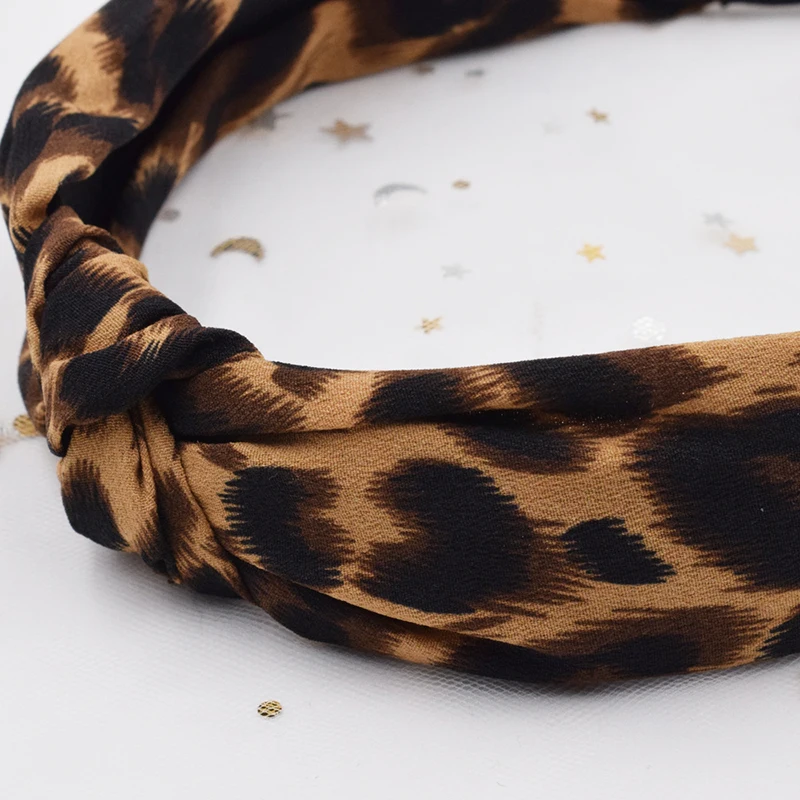 Leopard Pattern Snake Animal Print Wide Headband Cross Knotted Head Hoop Fashion Women Girls Stretch Hair Bands Hair Accessories