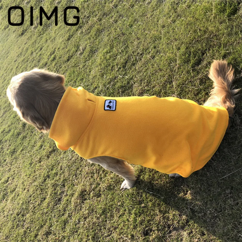 OIMG Polar Fleece Dog Jacket Coat Winter Warm Small Medium Dogs Clothes Labrador Chihuahua Solid Puppy Outfits 2021 Pet Clothing