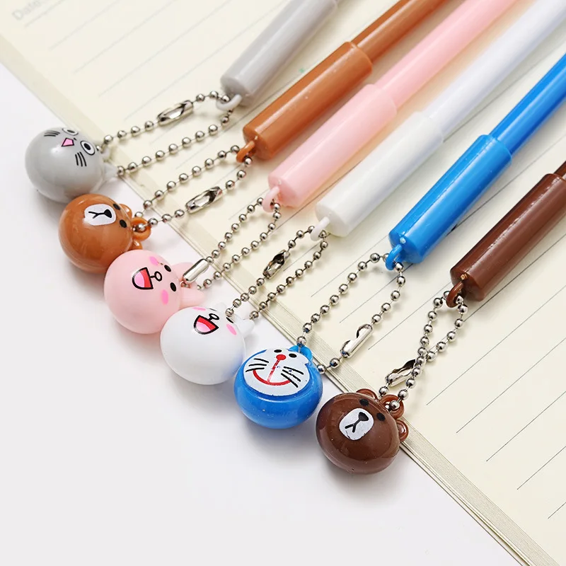 30pcs creative stationery cartoon cute pendant head neutral pen black water pen office signature pen student stationery