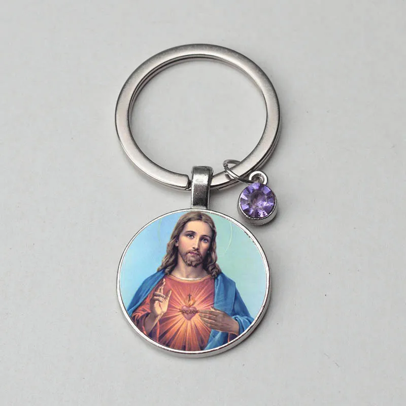 Jesus The Saviour Cross Keychain God With Us Glass Cabochon Pendant Handmade Charm Handbag Key Ring Christianity Faith Gift