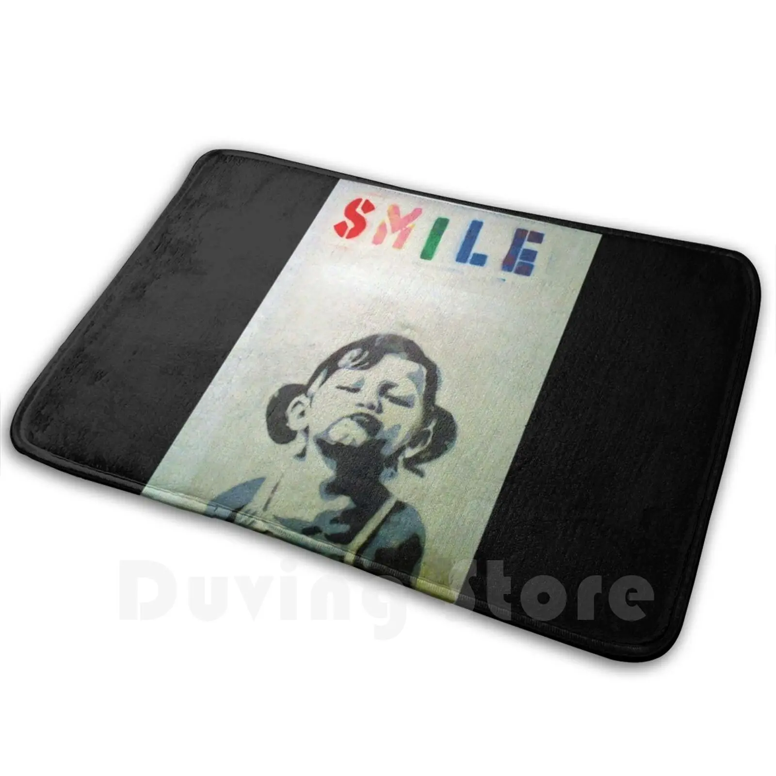 Banksy Smile Girl Soft Non-Slip Mat Rug 1029 Carpet Cushion Banksy Smile Girls Street Art Graffiti Artist Vandal Activist