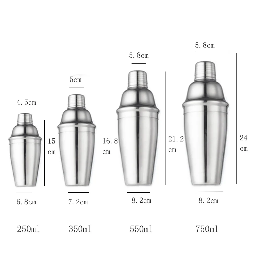 350ml 550ml 750ml Stainless Steel Cocktail Shaker Three Stage Wine Mixer