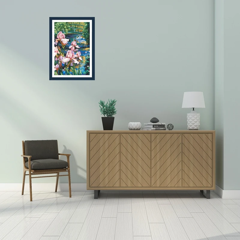 

Набор для вышивки крестом с изображением ириса и лебедя, цветочная вышивка, рукоделие, 18 карат, 14 карат, 11 карат, белая ткань, сделай сам, ручная работа