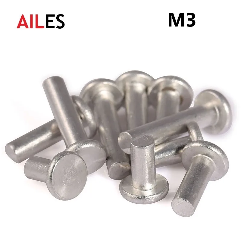 

M3 Aluminium Solid Rivets Knock Down Flat Head Rivet GB109 3mm 4mm 5mm 6mm 8mm 10mm 12mm 16mm 20mm 25mm 30mm Length