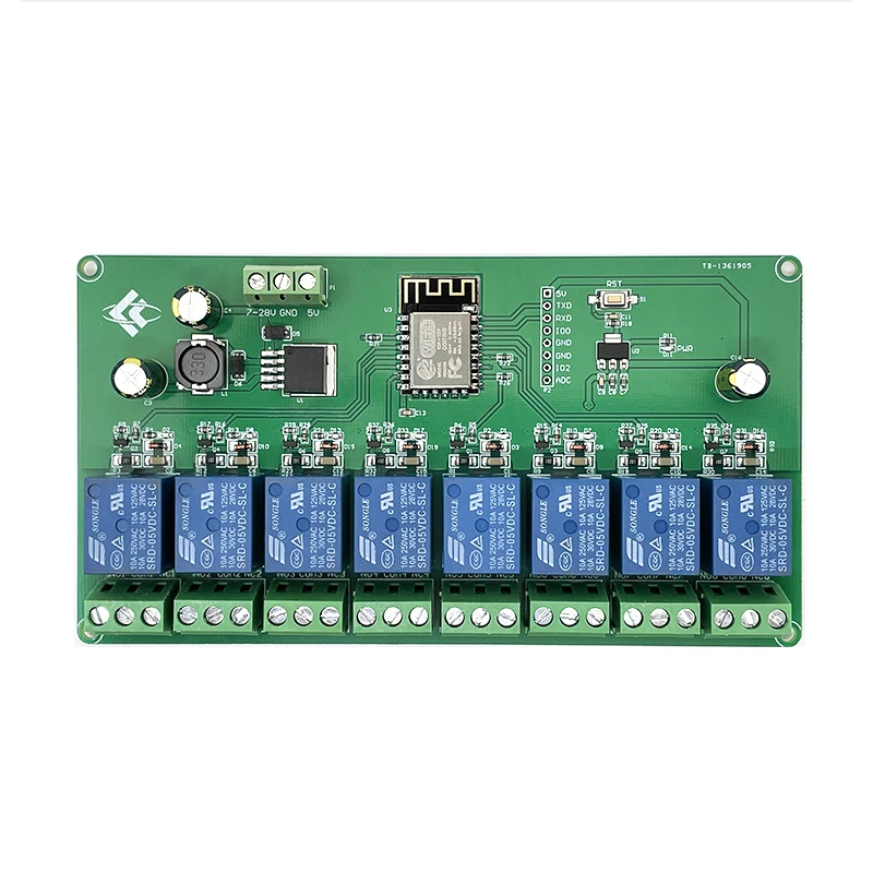 DC5V/7-28V Power Supply ESP8266 8-Way WiFi Relay Module ESP-12F 8 Channel Development Board Smart Home Remote Control