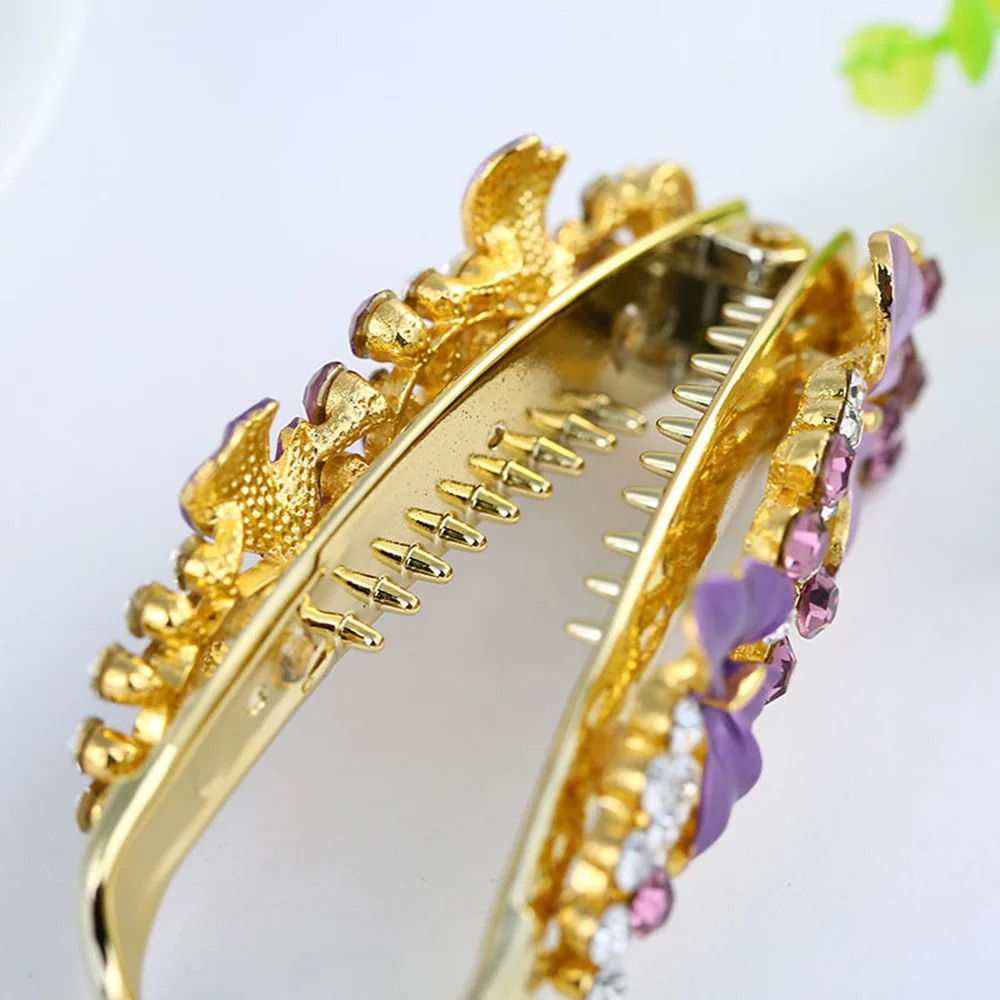 Lady Elegant Barrettes Butterfly Alloy Banana Hairpin Claw Ponytail Holder Hair Clip Hair Accessories Headwear