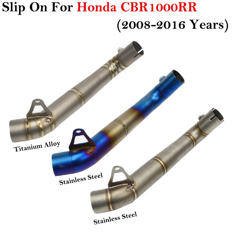 

61mm Slip-On For Honda CBR1000RR CBR 1000RR 2008-2016 Motorcycle Exhaust Escape System Titanium Alloy Middle Link Pipe Muffler