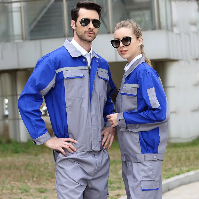 고시인성 안전 작업복 봄 가을 작업복 세트 내마모성 공장 작업장 공구 작업복 세트 남성 작업복