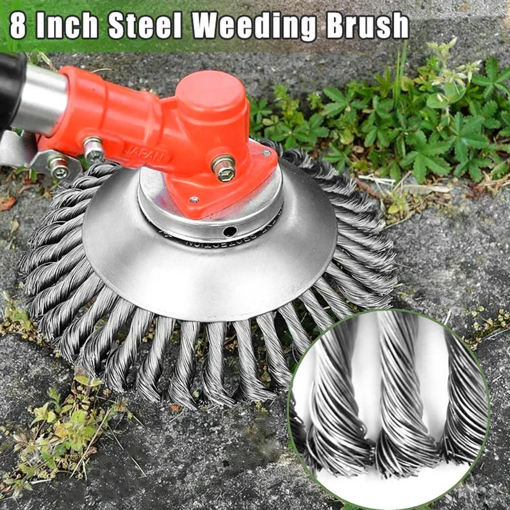 

Steel Wire Wheel Garden Weed Brush Lawn Mower Grass Eater Trimmer Brush Cutter Tools Garden Grass Trimmer Head Weed Brush