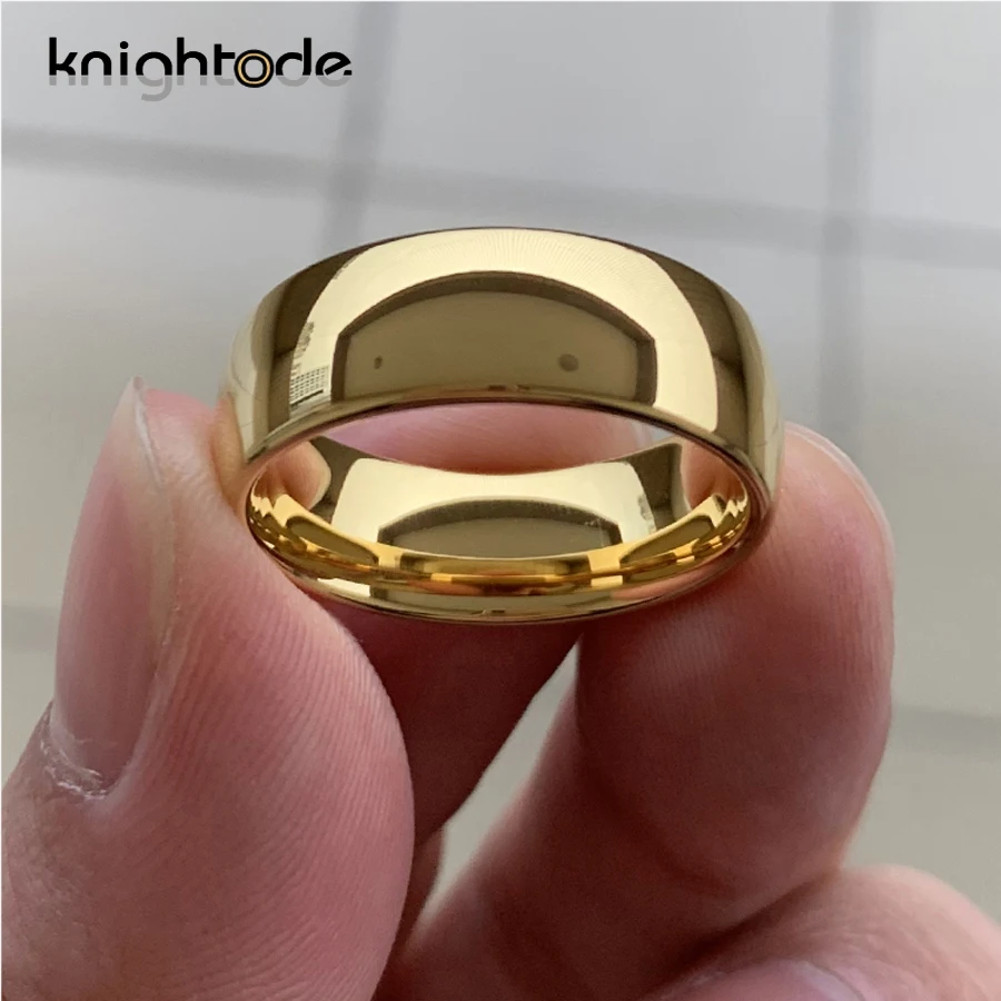 Classic Gold Color Wedding Band Tungsten Carbide Rings Women Men Engagement Gift Jewelry Dome Polished Finished Comfort Fit