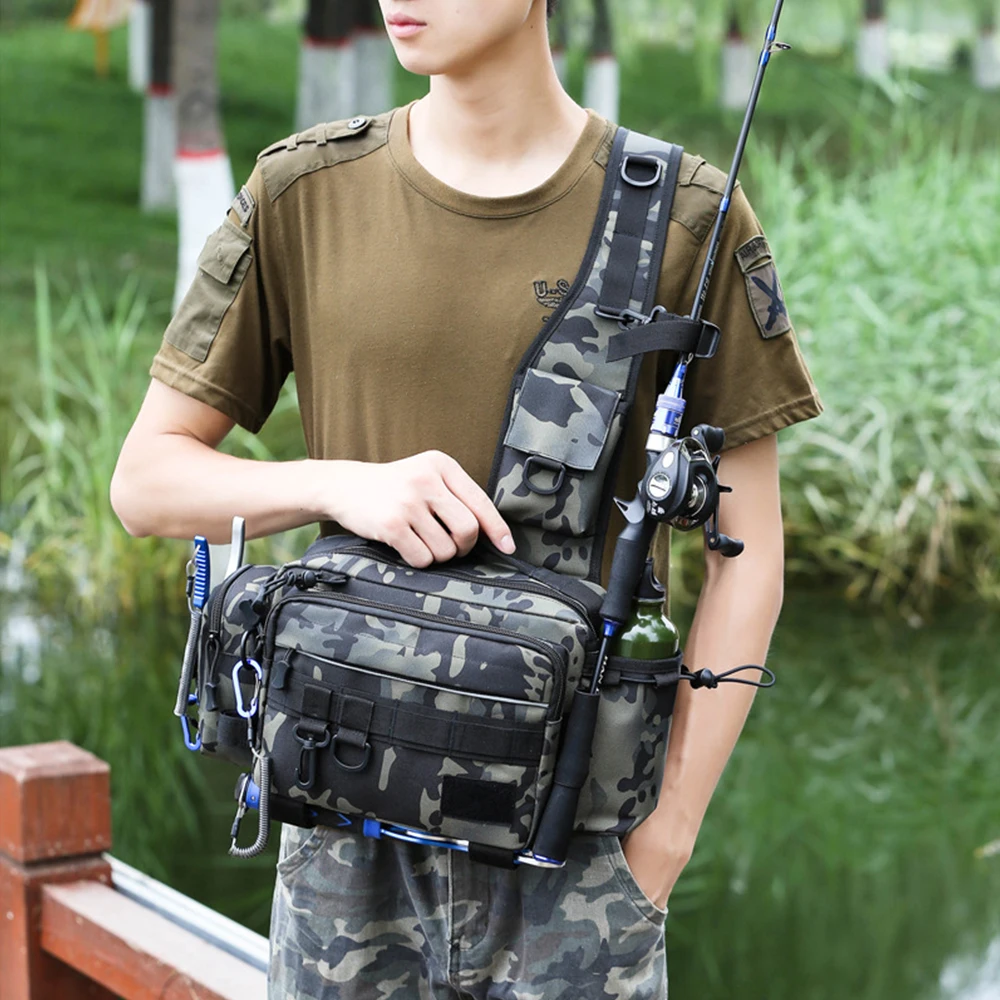 

Multifunctional Fishing Tackle Bags Single Shoulder Crossbody Bag Waist Pack Fish Lures Gear Utility Storage Fishing Bag X232G