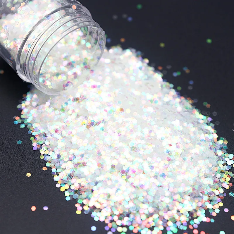10ml Hexagonal Sequins Pure Color Laser Sequins Eye Makeup Glitter Crafts Toys DIY Nail Art Eye Makeup Glue Accessories 1mm