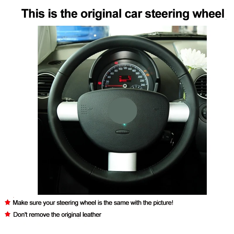 Hand Sewing Car Steering Wheel Cover Wrap Volant For Volkswagen VW Beetle / New Beetle 2000 - 2010 Braid on the Steering wheel