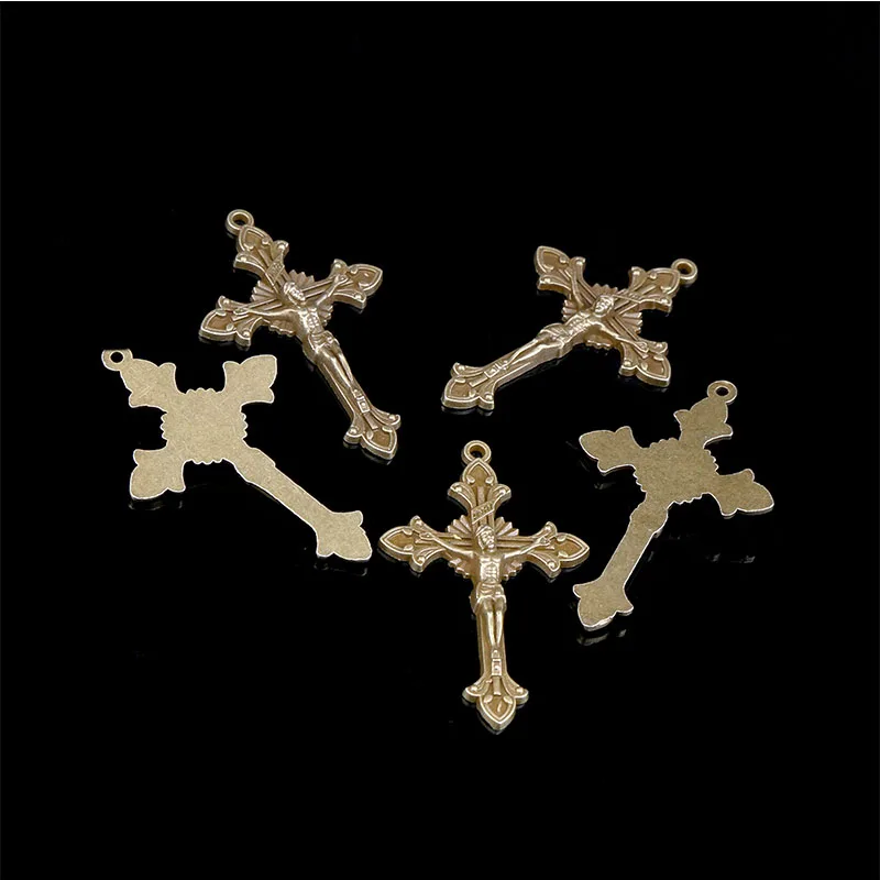 Rosário católico vintage bronze conector colar pulseira conector, muitas jesus cristo estátua colar pulseira triângulo medalha,