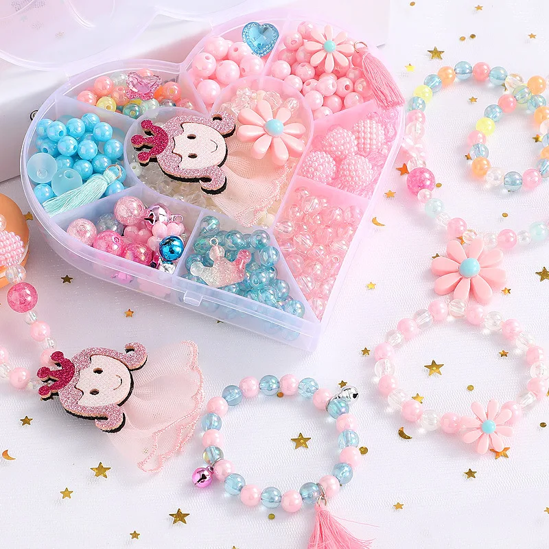 DIY Handmade Beaded Toy with Accessory Set Children Creative Heart-shaped Jewelry Making Toy Educational Toys for Girls  Gift