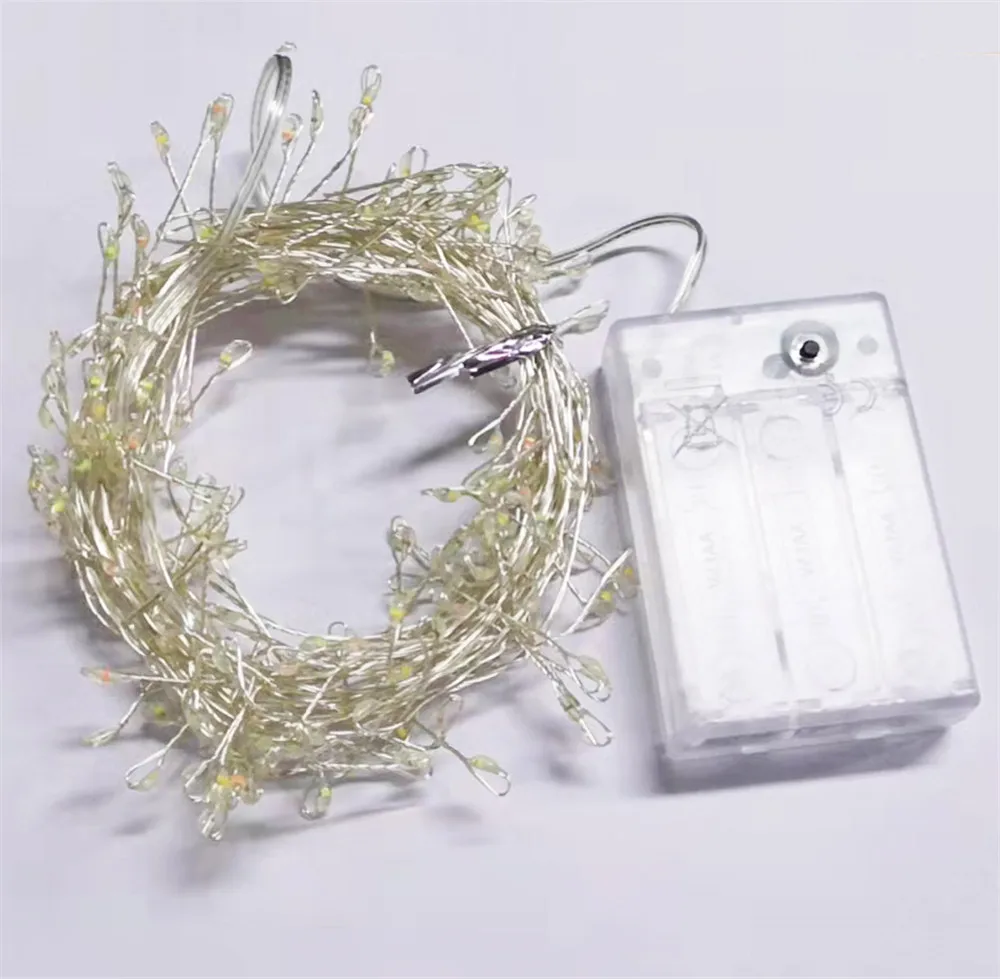 2M 5M Copper Wire LED String Lights Firecracker Fairy Garland Light for Christmas Window Wedding Party Battery Operated