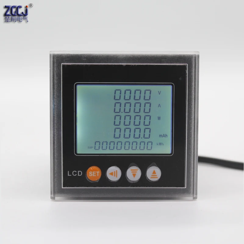 LCD  CJ-DD6Y DC multifunction meter DC energy meter DC 0-1000V  0-5A DC A V W mAh KWH panel meter with RS485 communication