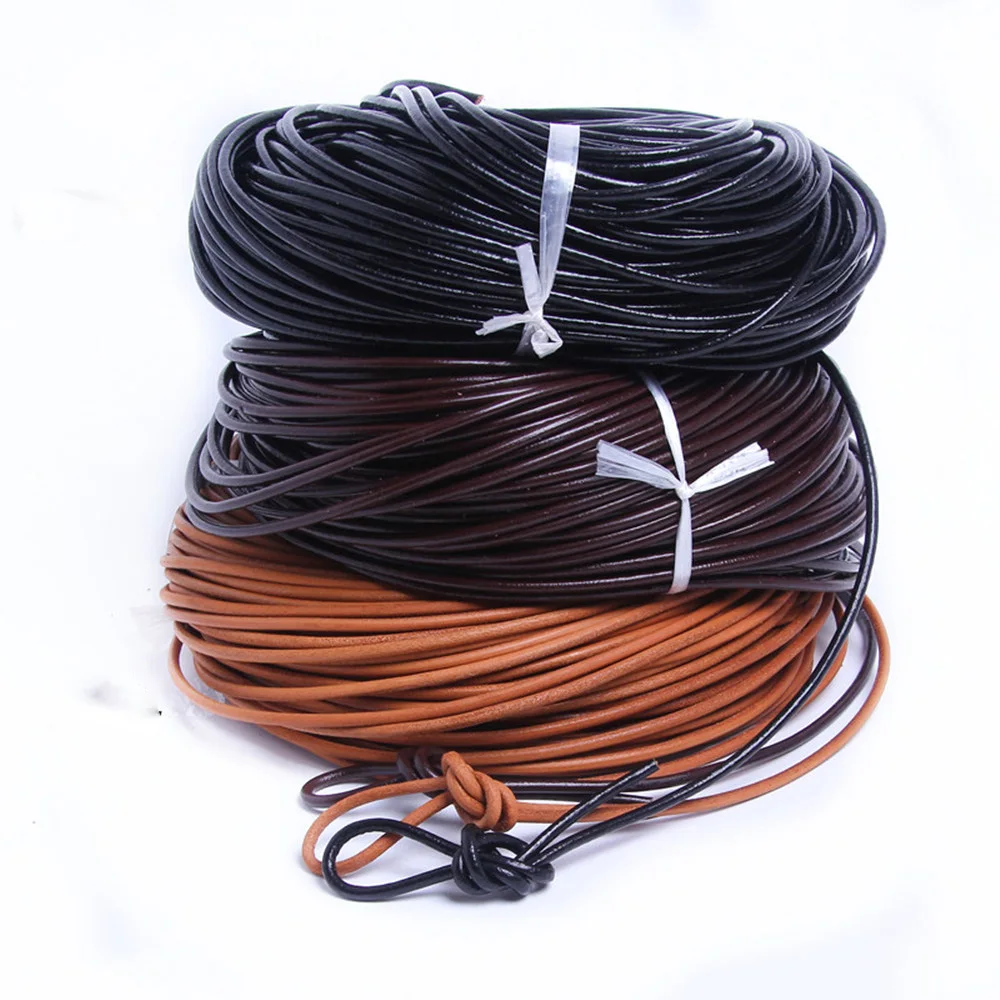 10m Furniture braided original round transmission  power belt first layer Genuine cowhide leather rope