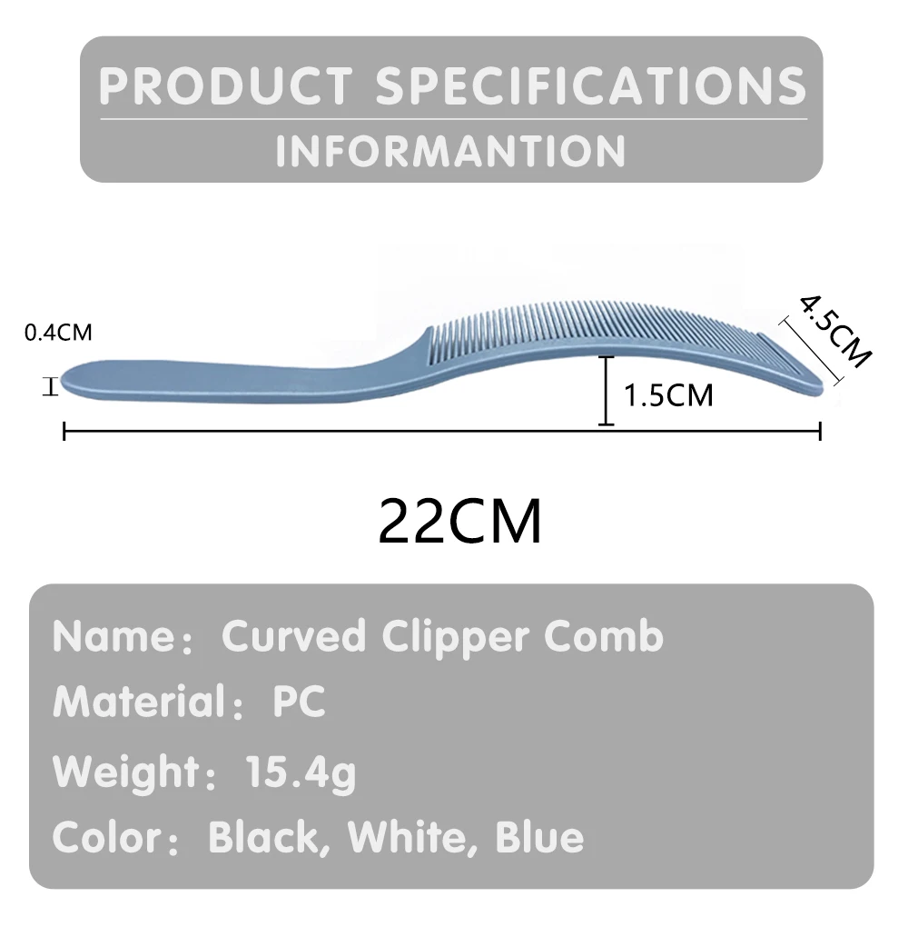전문 이발사 곡선 클리퍼 빗 미용 브러쉬 살롱 미용 스타일링 도구 내구성 이발사 헤어 커팅 빗