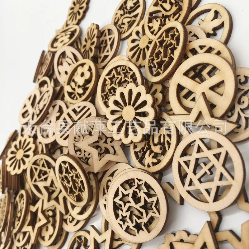 20pcs  Wood Laser Cut Embellishment Hollow Out Wooden Flower Shape Wood Discs Unfinished Wood Cutout for Arts Crafts Decorations