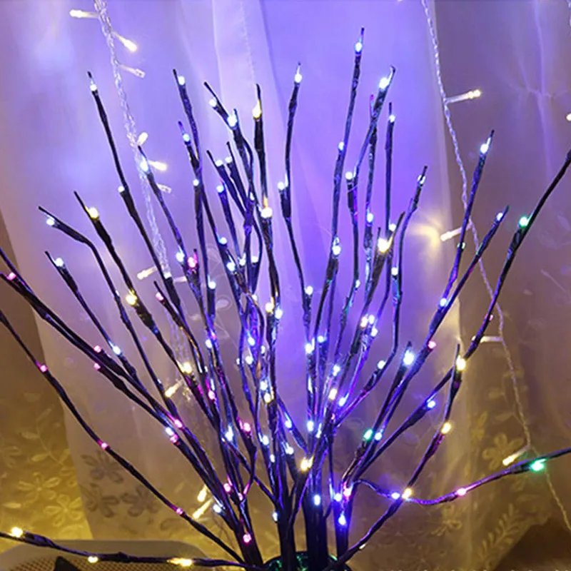 LED Willow Simulation Tree Branch Night Lamp String Lights Battery-Operated 20 Bulbs Decorations Christmas Bedroom Indoor Fariy