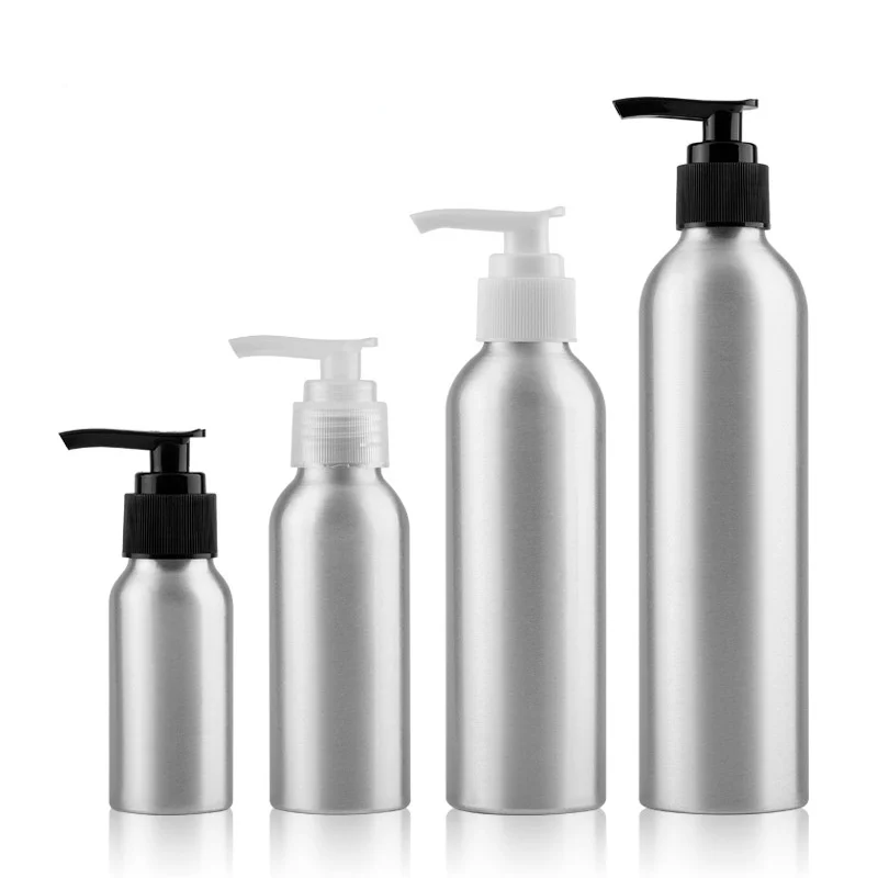 Empty Refillable Cosmetic Sanitizer Shampoo Container Aluminum Pump Bottle High Quality Corrosion Resistant Portable Pump Bottle