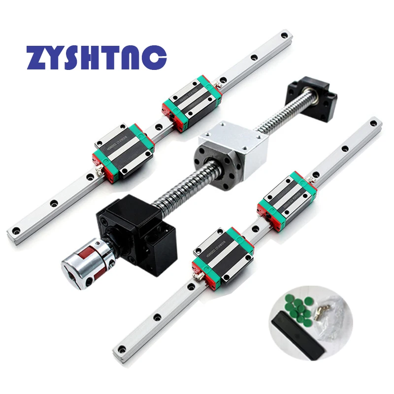 HGR20 Square Linear guides rail 2set HGR20+guide block HGH20CA+SFU1605 ball screw 5mm lead screw+ BK12BF12cnc linear actuator