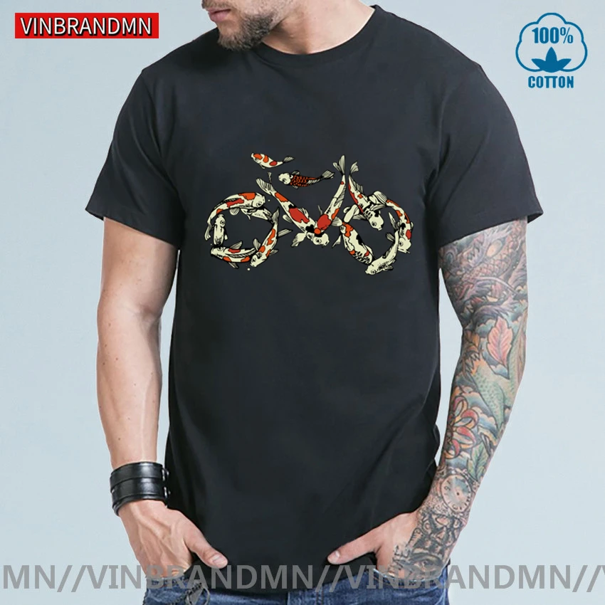 Funny Koi Fish Bike Tshirt Retro Cycling Gift Tee Shirt Men Vintage Bicycle Cyclist T shirts Mountain Bike Lover Jersey Clothing