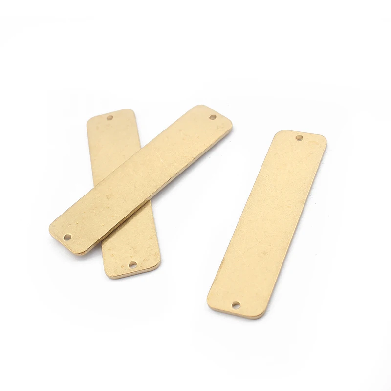 10pcs/lot Raw Brass Rectangle Stamping Blank Bar Pendant Charms For DIY Bracelet Necklace Jewelry Making Supplies
