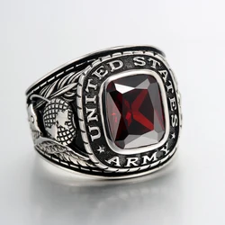 Army Military Veteran Soldier Souvenir Gemstone Sterling Silver Ring