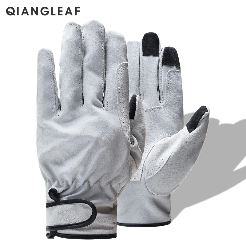 QIANGLEAF Light Welding Work Glove Leather Industrial Safety Wear Resistant Mechanic Worker Natural Working Mitten Wholesale 321