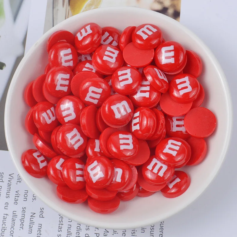 20Pcs 15mm Kawaii M Candy Charms Resin Flatback Cabochons Pendants For DIY Bracelets Necklace Earrings Jewelry Making