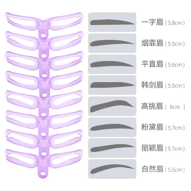 8 estilos de modelos de sobrancelha maquiar profissional ferramenta completa modelador modelo para usar ou mão thrush cartão de maquiagem