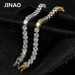 JINAO 1 Row AAA Cubic Zirconia Paved All Iced Out Tennis Bling Lab CZ Stones Bracelet