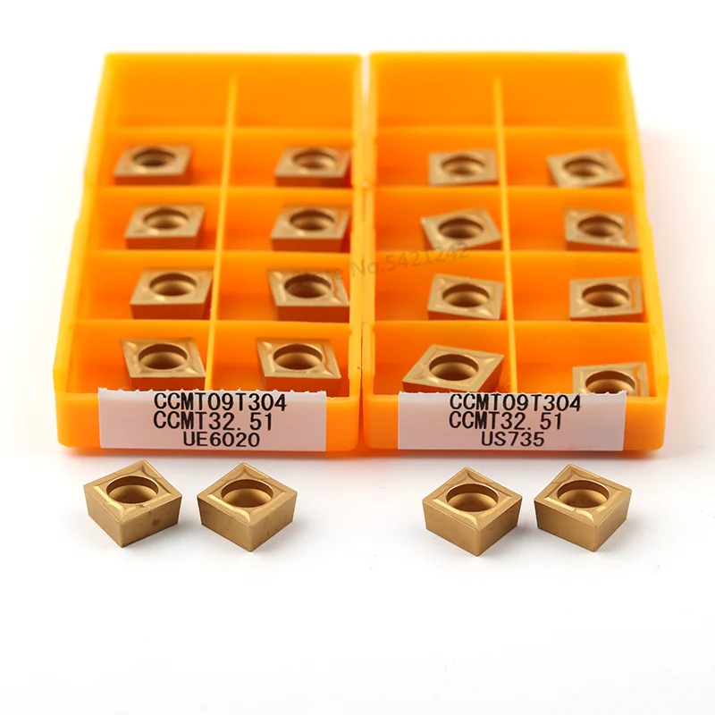 10 Chiếc CCMT09T304 CCMT09T308 VP15TF UE6020 US735 100% Nguyên Bản Carbide Lắp Máy CNC Dụng Cụ Xay Cắt CCMT Tiện Dụng Cụ