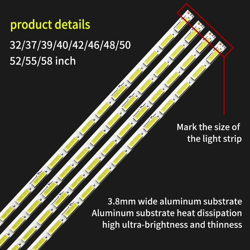 10pcs/lot 26-65Inch 7020 LED Edge Strip Aluminum Plate Strip Backlight Lamps Led TV Backlight Strip