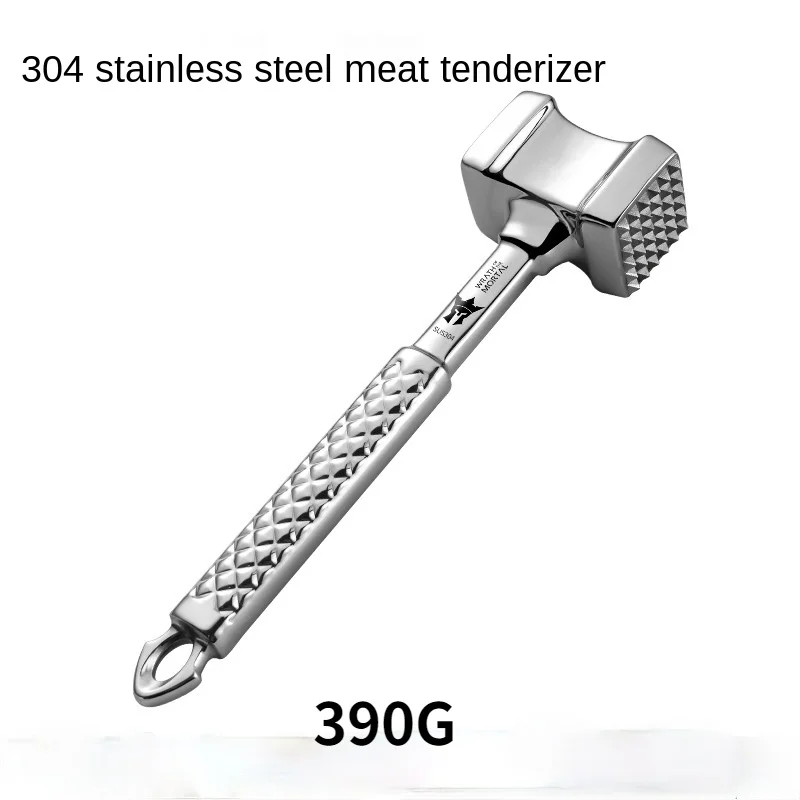 All-steel 304 stainless steel tender meat hammer household double-sided meat loosener kitchen gadget precision cast steak hammer