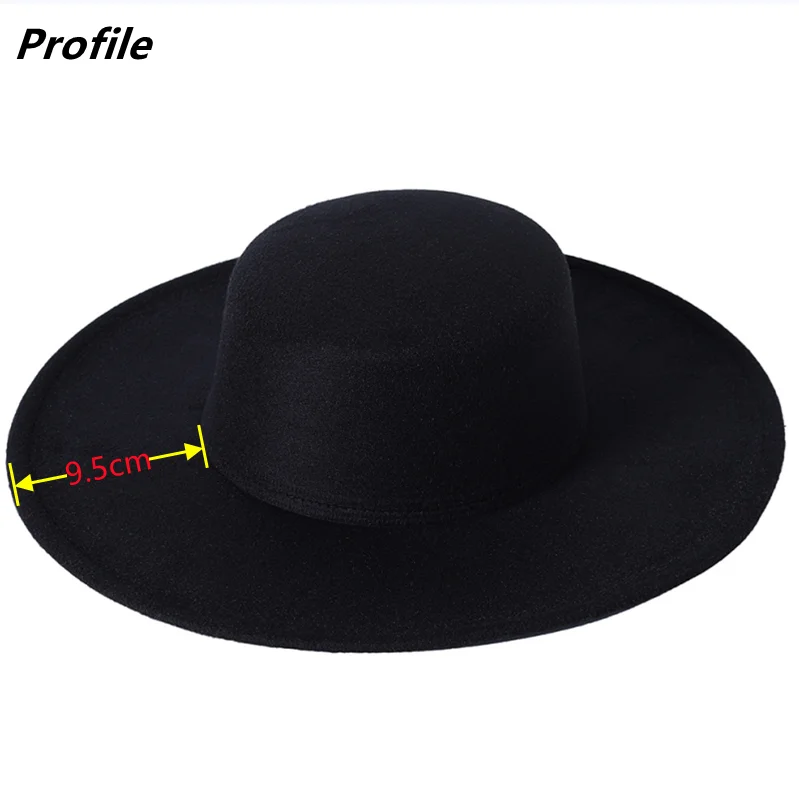 9.5cm brim fedora hat winter hat flat brim flat top jazz hat solid color flat side unisex jazz hat wholesale шляпа женская