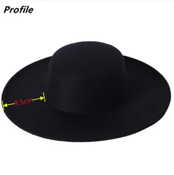 9.5cm rondo kapelusz fedora czapka zimowa płaskie rondo płasko zakończony jazzowy kapelusz jednokolorowy płaski boczny unisex jazzowy kapelusz hurtownia шляпа женская