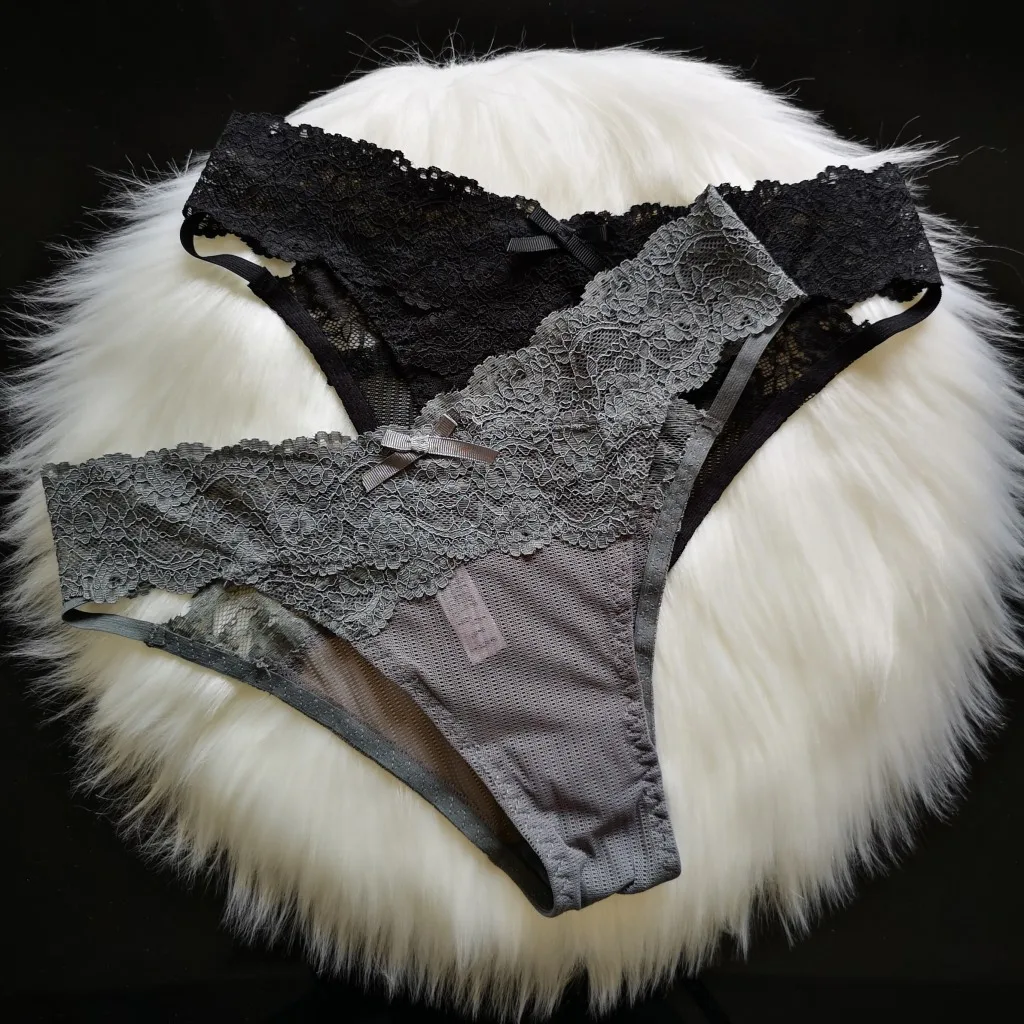 Sexy Women's Underwear Lace Underpant Bow Lingerie Bandage Seamless Thong Comfort Transparent Panties Low-Rise S1249