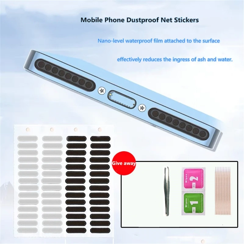 10 Pieces Phone Speaker Earpiece Dustproof Stickers Earphone Handset Cover Net Trumpet Net Cotton swab with tweezers