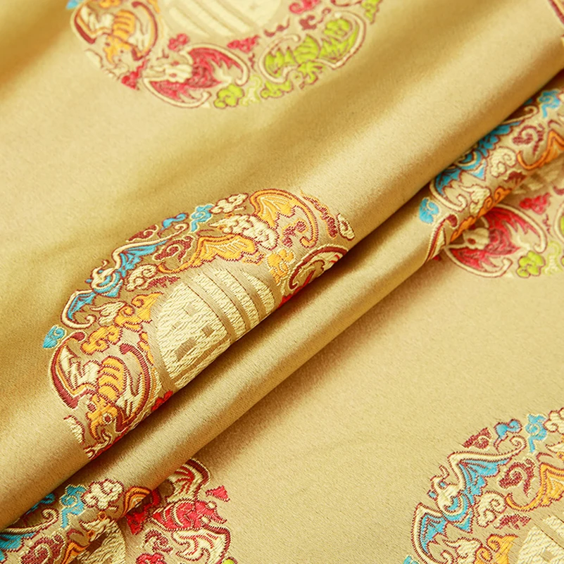 Imitated silk Polyester Satin Brocade Jacquard Upholstery Fabric for Bedding Sofa Cushion Pajamas by half Meter