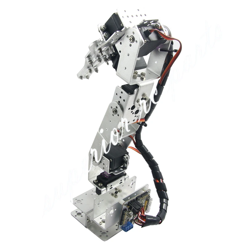 Arduino Robot 6 DOF Aluminium Clamp Claw Mount Kit Mechanical Robotic Arm & Servos  Metal Horn-Silver