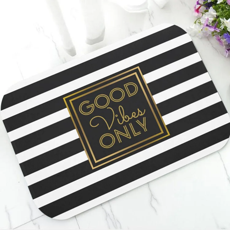 Funny Good Vibes Only Inspirational Motivational Saying Door Mat for Front Door Modern Quote Bathroom Bath Toilet Doormat Rug