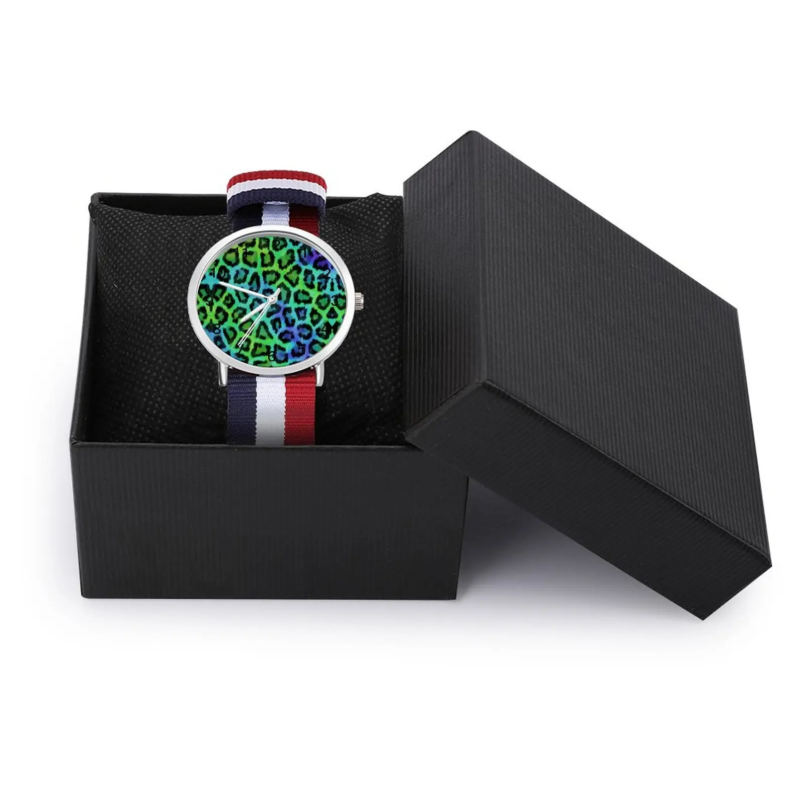 Orologio al quarzo animale leopardo verde blu stampa orologio da polso sportivo da donna orologio da polso silenzioso a prezzi accessibili