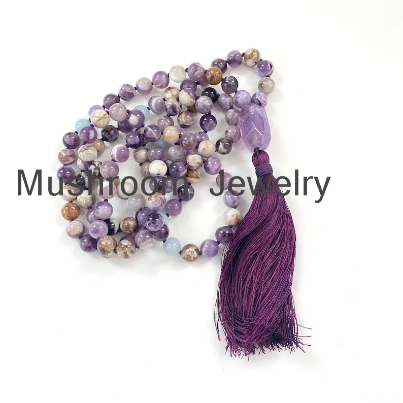 Free Shipping Semi Precious Amethyst Purple Stone Beads wOMEN Stone Necklace