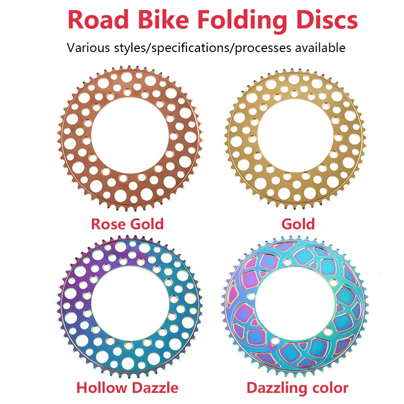 BOLANY Folding Bicycle Chainwheel Thin Tooth Disc BCD 8/9/10/11 speed 53/54/56T Bike Chainring Round Hole for Road Bike Parts